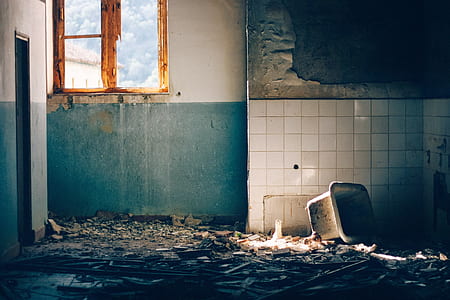 green and white wrecked bathroom thumbnail