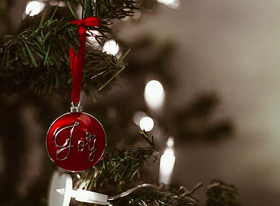 red ornament hang on Christmas tree thumbnail