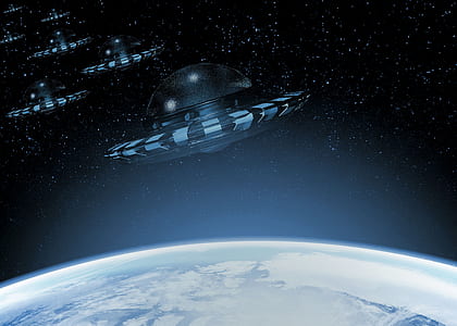 round black aircrafts near earth digital wallpaper thumbnail