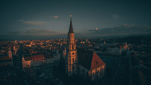 aerial photography of spire tower cathedral thumbnail
