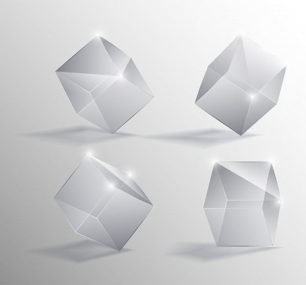 Vector realistic illustration of a transparent glass cubes in different positions eps file