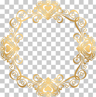 Wedding invitation Gold frame, European gold border love, yellow flower frame illustration PNG clipart