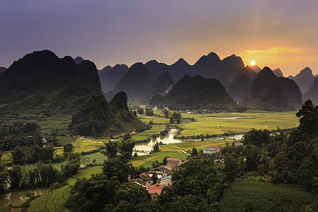high angle photo of mountain range thumbnail