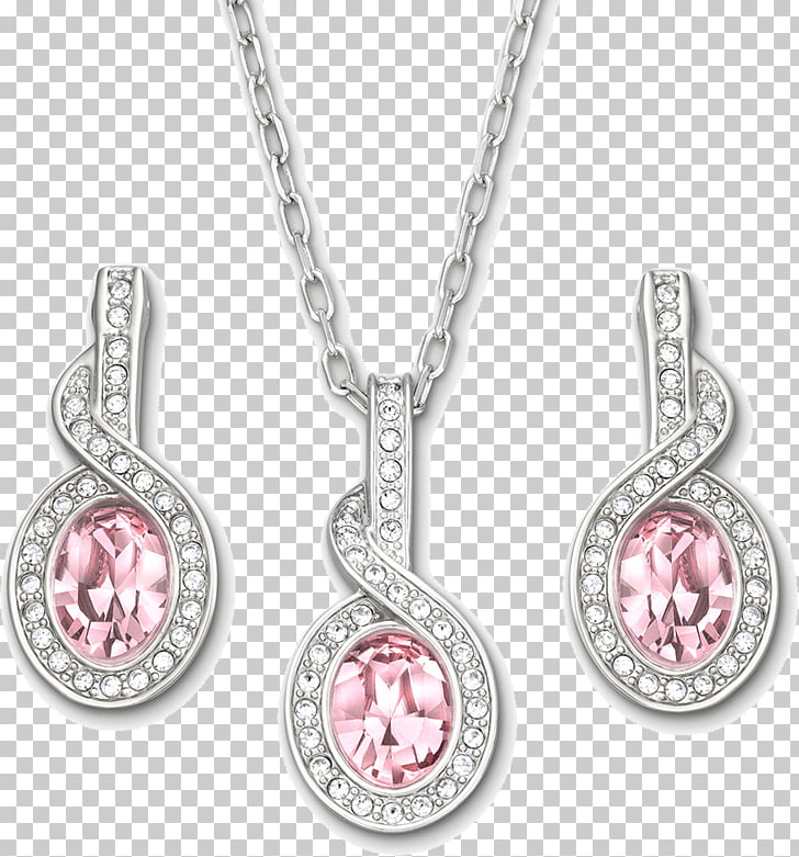 Earring Swarovski AG Jewellery Pendant Necklace, Diamond Earrings , silver-colored necklace and earrings illustrations PNG clipart