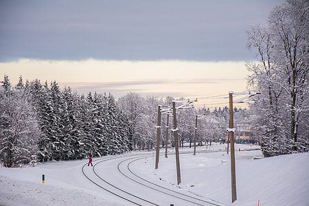 Railway tracks in snow thumbnail