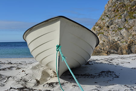 white canoe beside sea thumbnail