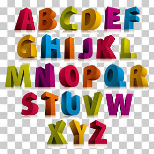 Alphabet Letter 3D computer graphics Font, Color 3D stereoscopic letter, alphabet PNG clipart