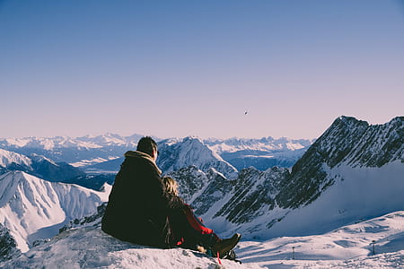 person sitting on a snow mountain thumbnail