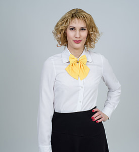 woman wearing white dress shirt and black skirt thumbnail