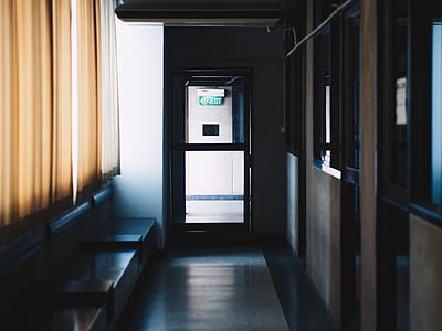 photography of empty benches on hallway thumbnail
