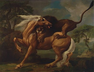 painting of lion and horse thumbnail