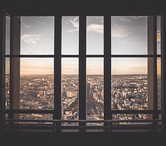 glass window with brown frame thumbnail