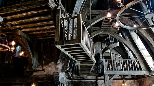 brown wood ladder and ceiling thumbnail