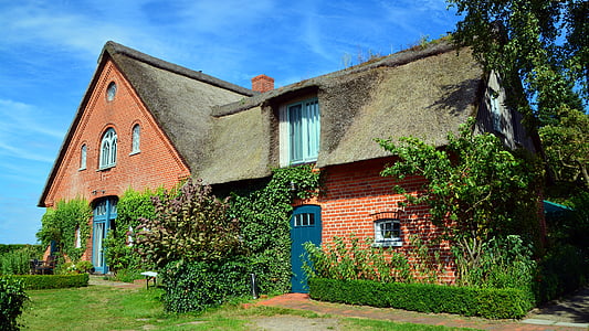white and red concrete house near green leafed trees and plants thumbnail