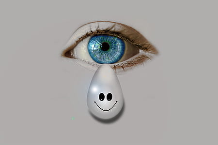 white teardrop with smiley and blue eyes painting thumbnail