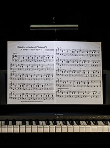 electronic keyboard with music sheet thumbnail