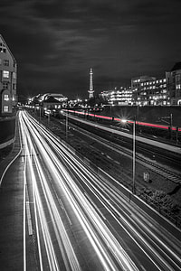 grayscale and time lapsed photography of vehicles thumbnail