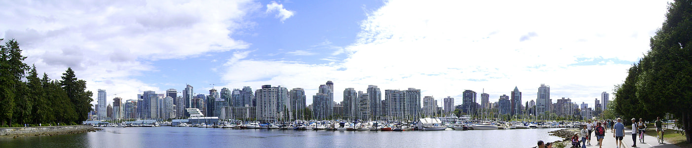 Vancouver skyline from Stanley Park in British Columbia, Canada thumbnail