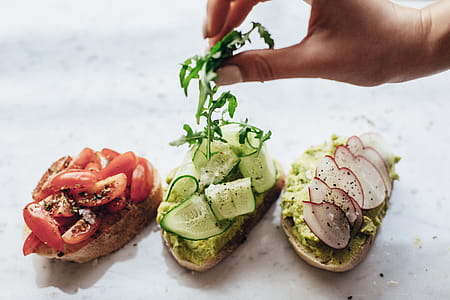 Four Breads With Sliced Vegetables thumbnail