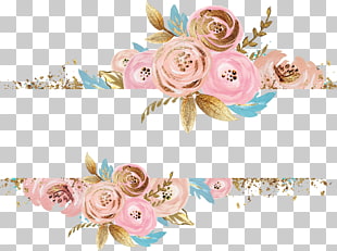 Paper Watercolor painting Flower Gold, Watercolor painting gold lace column, still-life painting of pink flowers PNG clipart