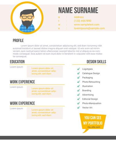 Unique Curriculum Vitae Graphic Designer Vectors eps, svg, ai file