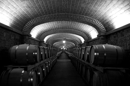 grayscale photo of wine cellar thumbnail