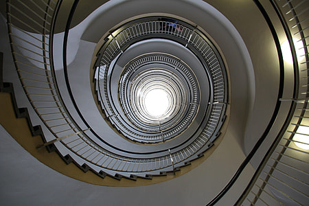 high-angle photography of spiral stairs thumbnail