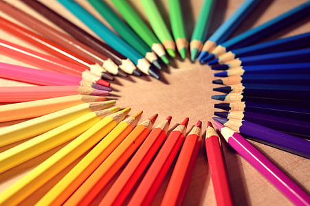 multicolored color pen in heart formation thumbnail