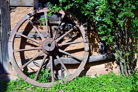 brown wooden carriage wheel thumbnail