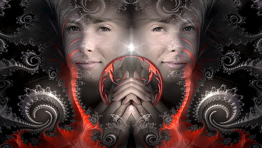 woman's face with digital wallpaper thumbnail