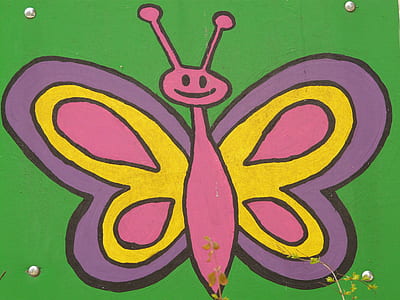 pink and yellow butterfly painting on weall thumbnail