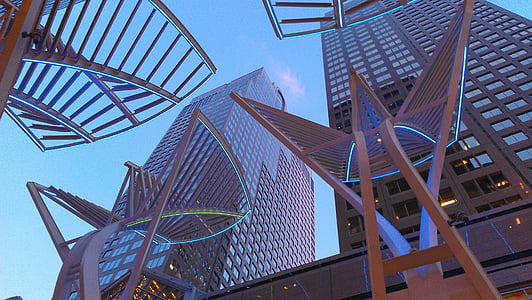 low-angle photography of gray high-rise buildings thumbnail
