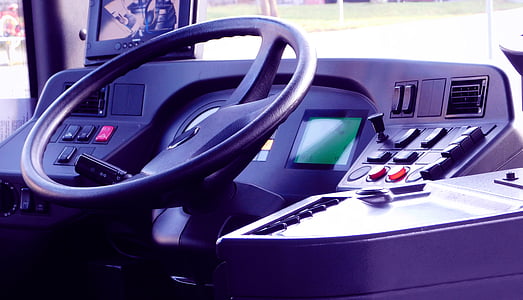 bus steering wheel during daytime thumbnail