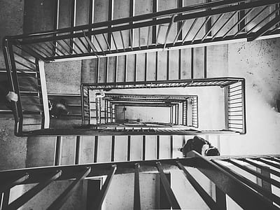 photo of stairs in grayscale photo thumbnail