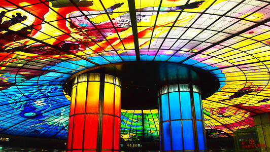 minimalist photography of multicolored column building thumbnail