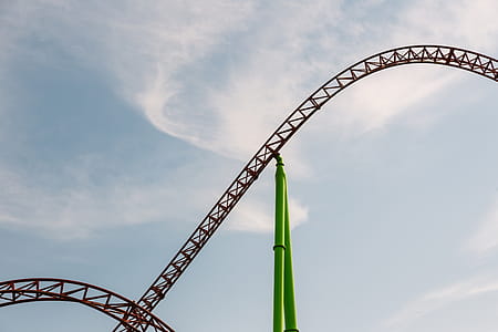 Gray Roller Coaster Taken Under White Clouds thumbnail