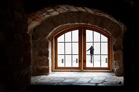clear glass door with brown wooden frame thumbnail