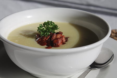 white ceramic bowl with soup thumbnail