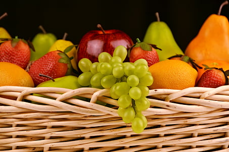 variety of fruits inside wicker basket thumbnail