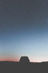 silhouette of car under blue starry sky thumbnail