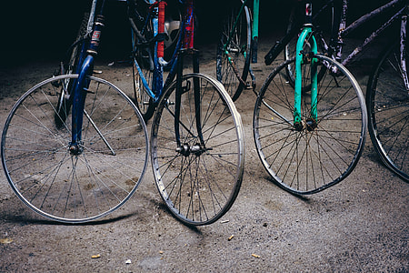 lined of assorted-color bicycles thumbnail