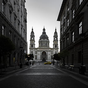 gray cathedral in front of road thumbnail