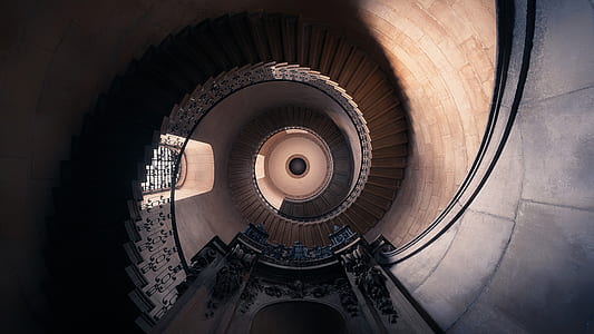 aerial photography of spiral stairs thumbnail
