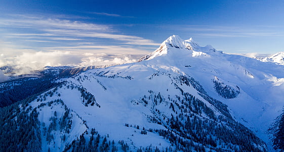 aerial view of mountains with snow thumbnail