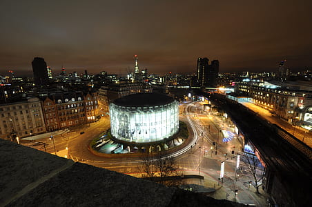lighted concrete buildings thumbnail