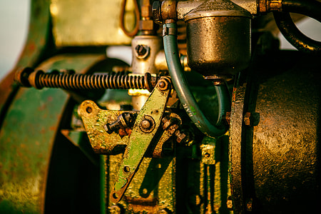 Close-up of an old disused greasy engine. Image captured in Dungeness, Kent, England thumbnail