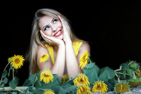 woman wearing yellow sleeveless top thumbnail
