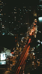 Bird's Eye View of City at Night Time thumbnail