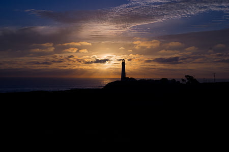 silhouette of lighthouse during sunset thumbnail