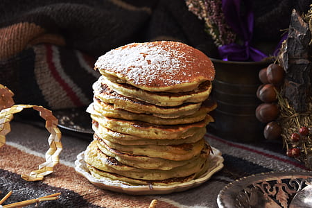 stack of pancakes on ceramic plate thumbnail
